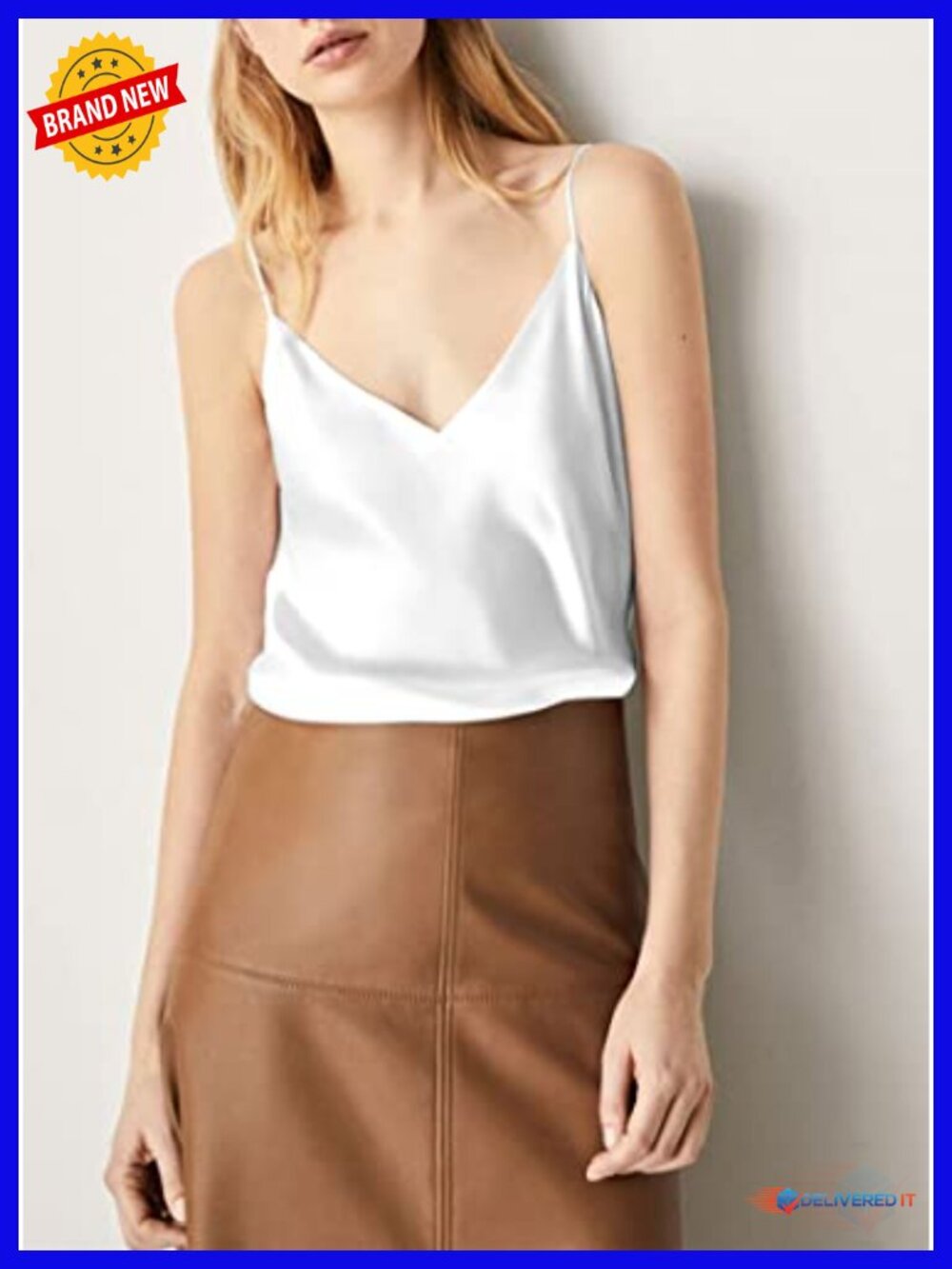 3 Pack Womens Silk Satin Tank Top V Neck Camisole Cami Spaghetti Strap Loose - Picture 2 of 6
